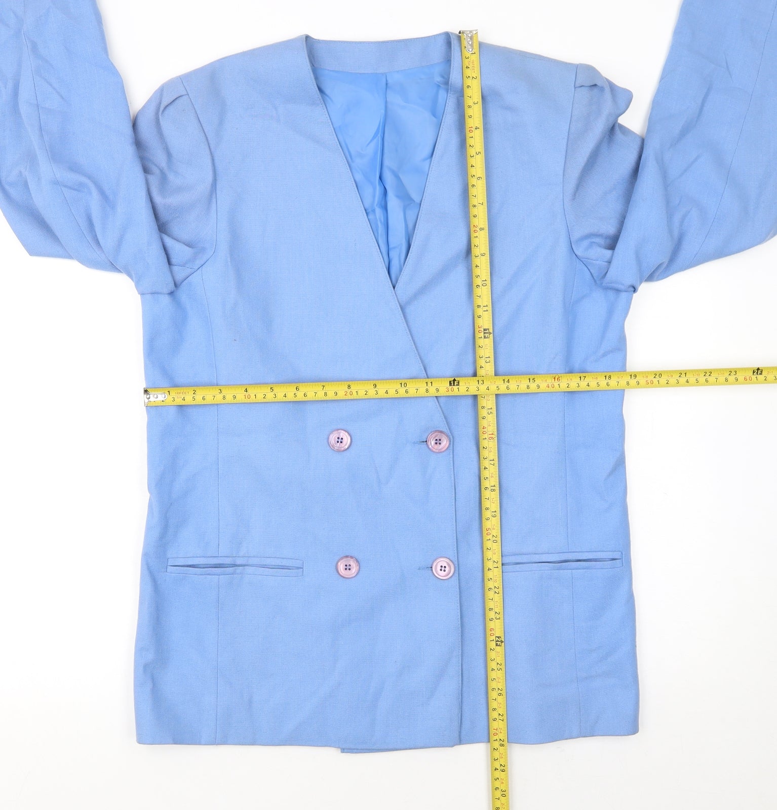 Principles Women Blue Double-Breasted Blazer Size 12 Classic Lined Jacket - Image 2