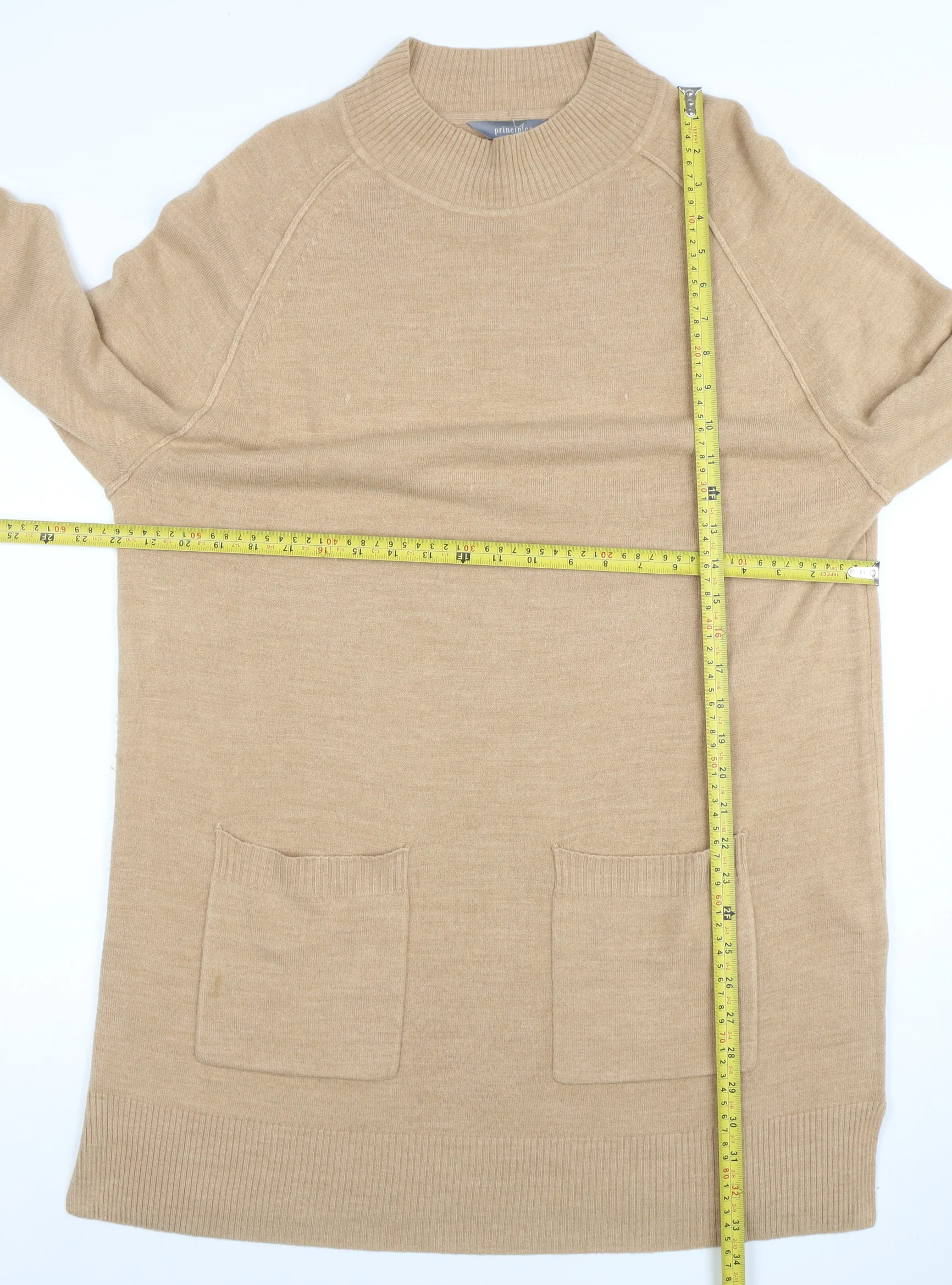 Principles Women’s Beige Mock Neck Long Sleeve Tunic Jumper Size 18 - Image 2