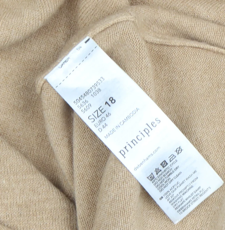Principles Women’s Beige Mock Neck Long Sleeve Tunic Jumper Size 18 - Image 4