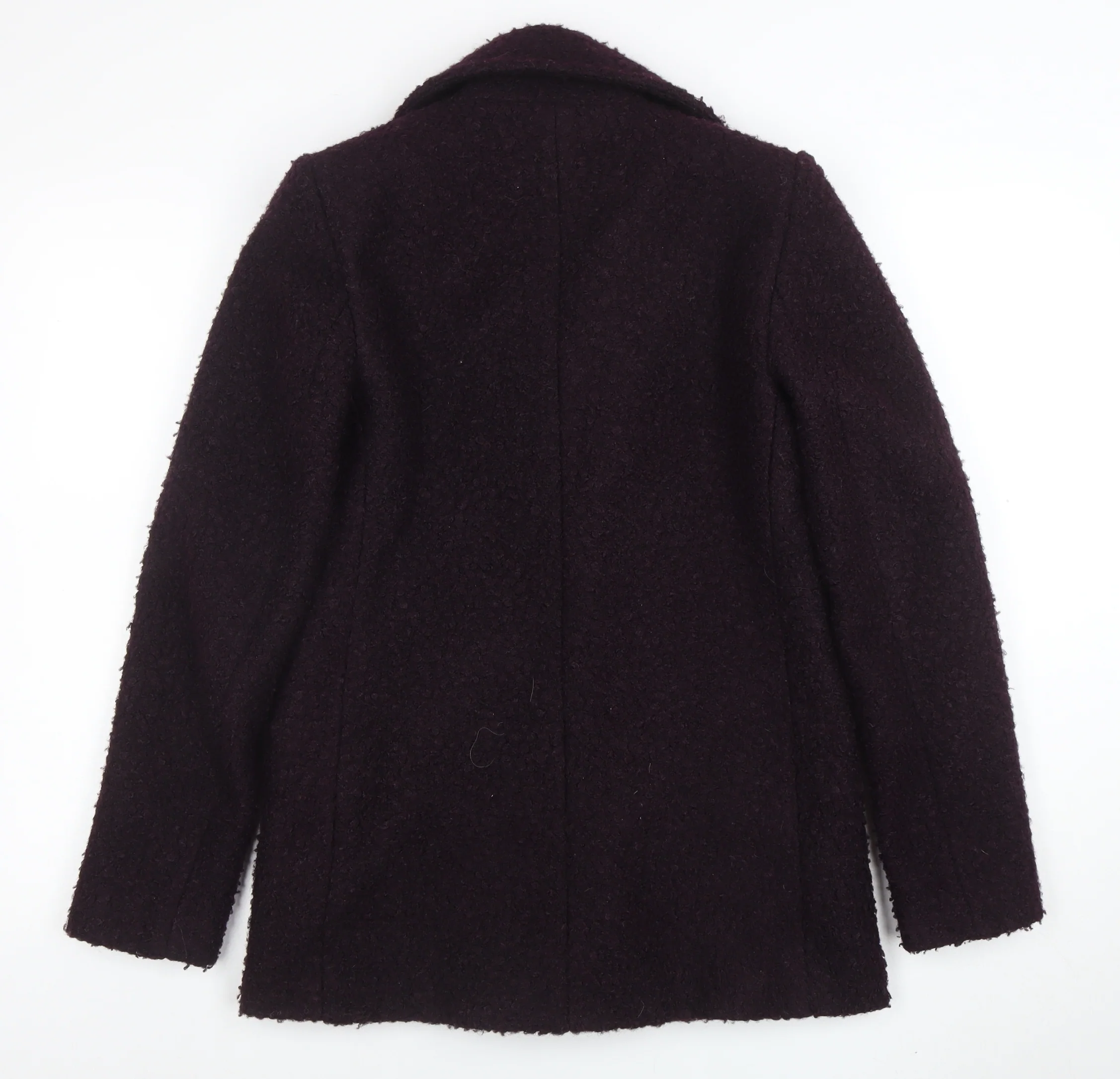 Principles Women’s Purple Wool Blend Pea Coat Size 8 Buttoned Mid-Length - Image 3
