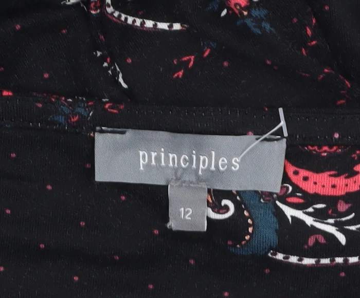 Principles Women's Black Floral Tunic Top Size 12 Viscose Stretch - Image 5