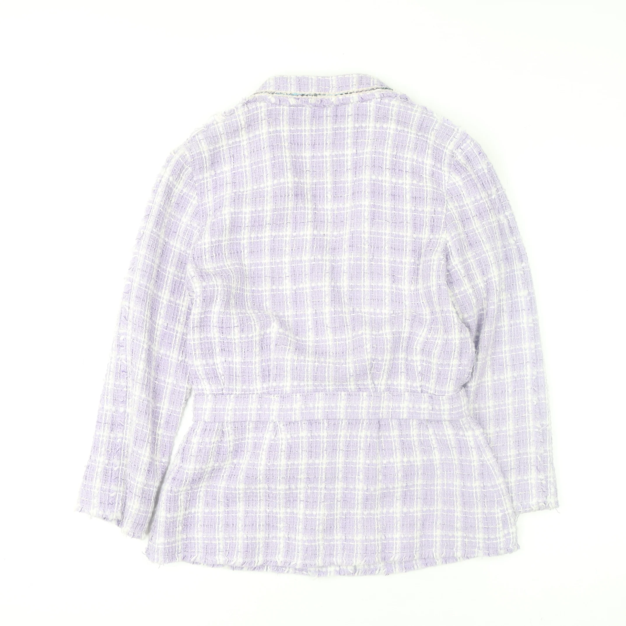 Pringle of Scotland Women's Purple Check Tweed Belted Blazer UK 14 - Image 3