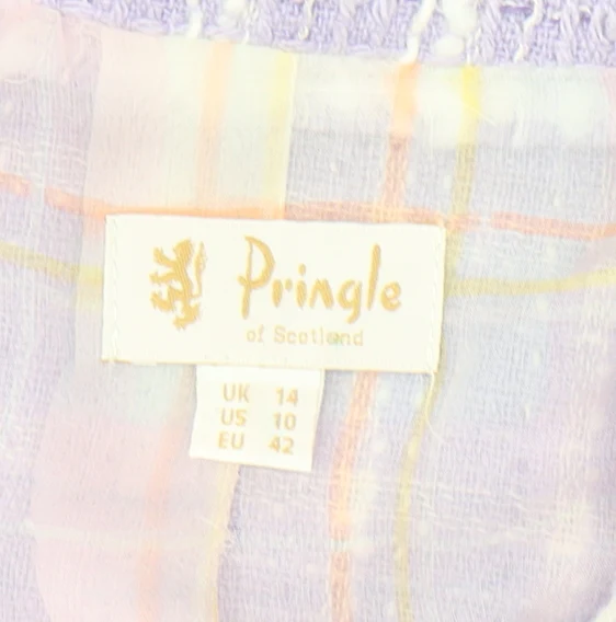 Pringle of Scotland Women's Purple Check Tweed Belted Blazer UK 14 - Image 5
