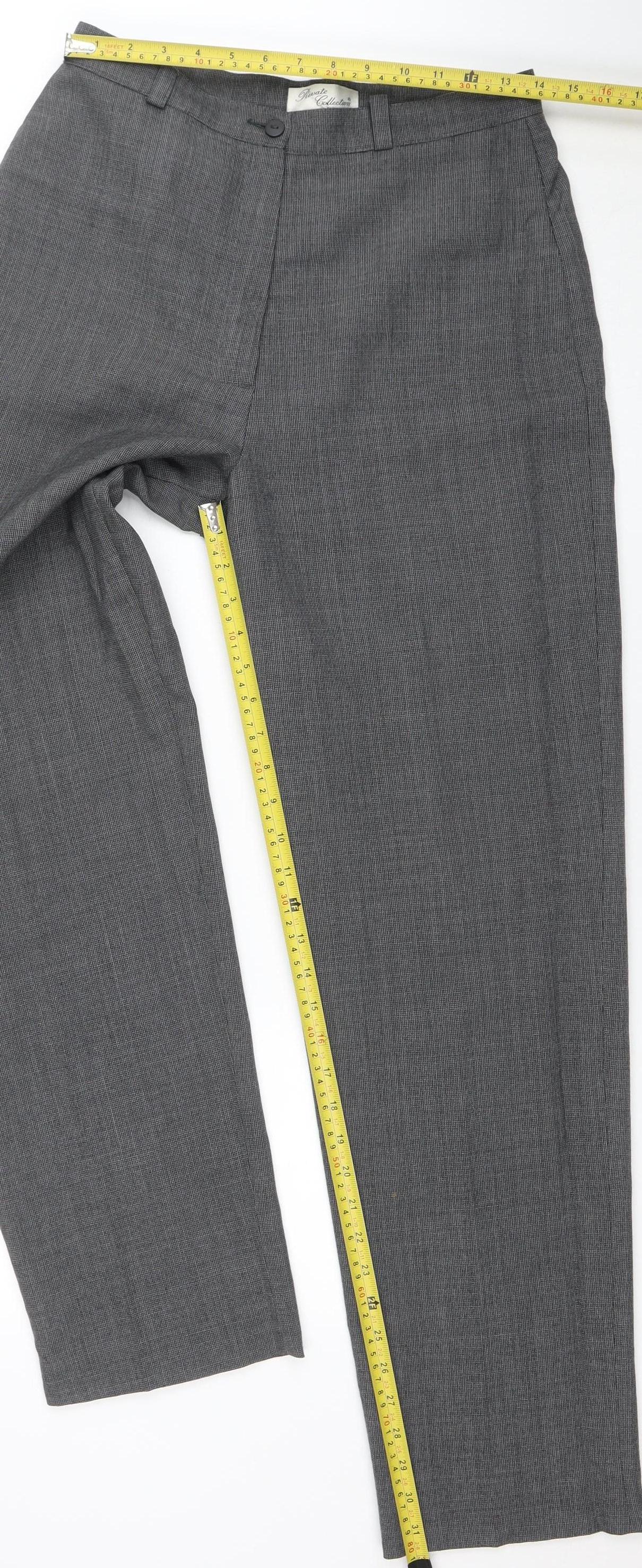Private Collection Womens Grey Wool Blend Check Dress Trousers Size 14 - Image 2