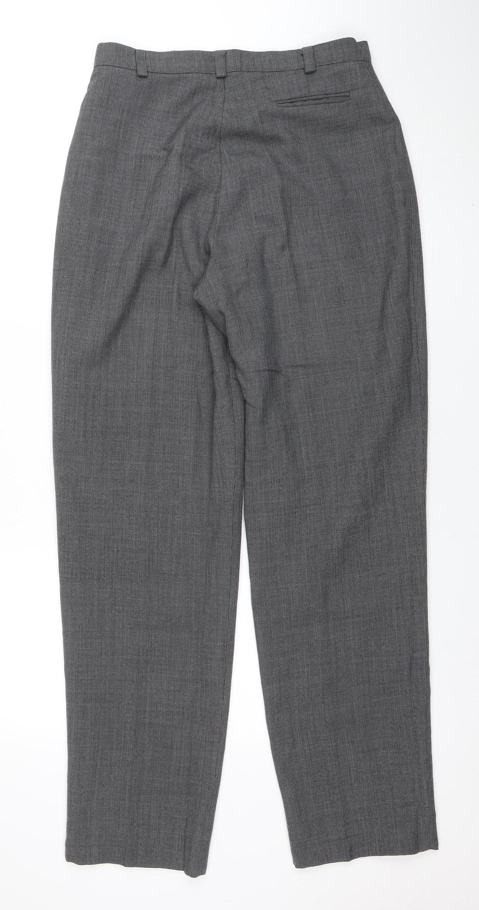 Private Collection Womens Grey Wool Blend Check Dress Trousers Size 14 - Image 3