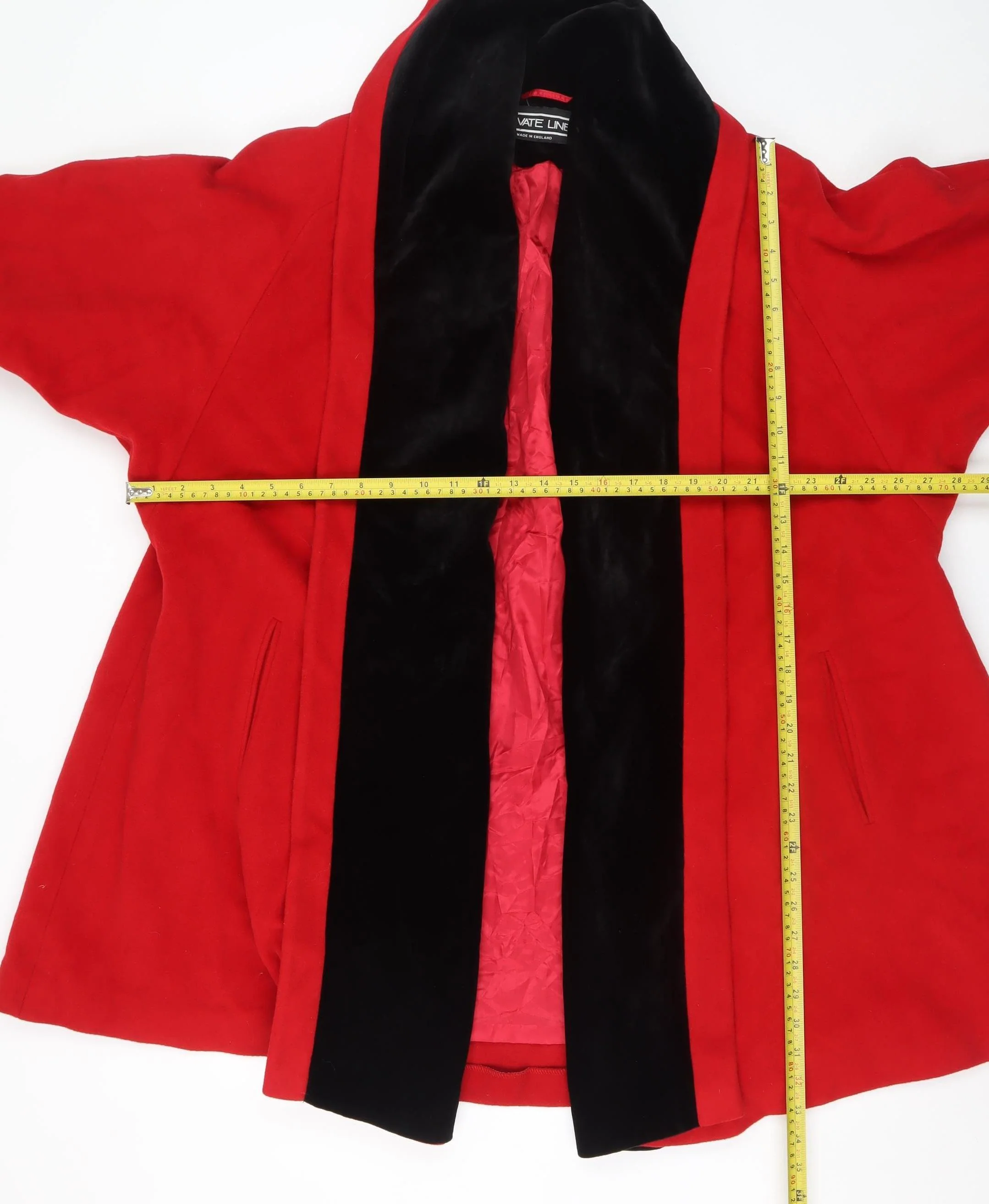 Private Line Women's Red Wool Cashmere Mid-Length Coat UK 10 - Image 2