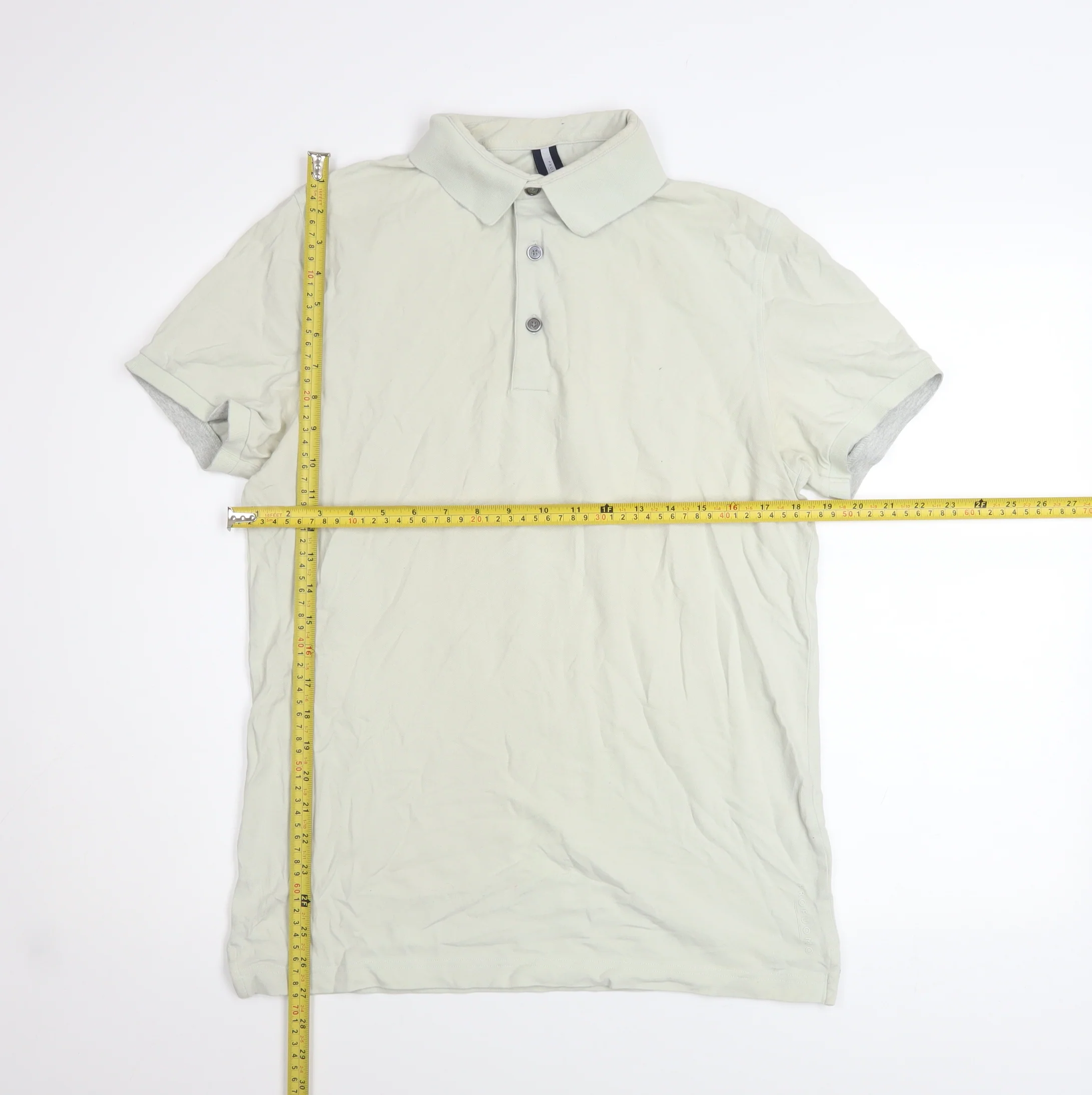 PROF JOMO Men's Ivory Cotton Elastane Short Sleeve Polo Shirt Medium - Image 2