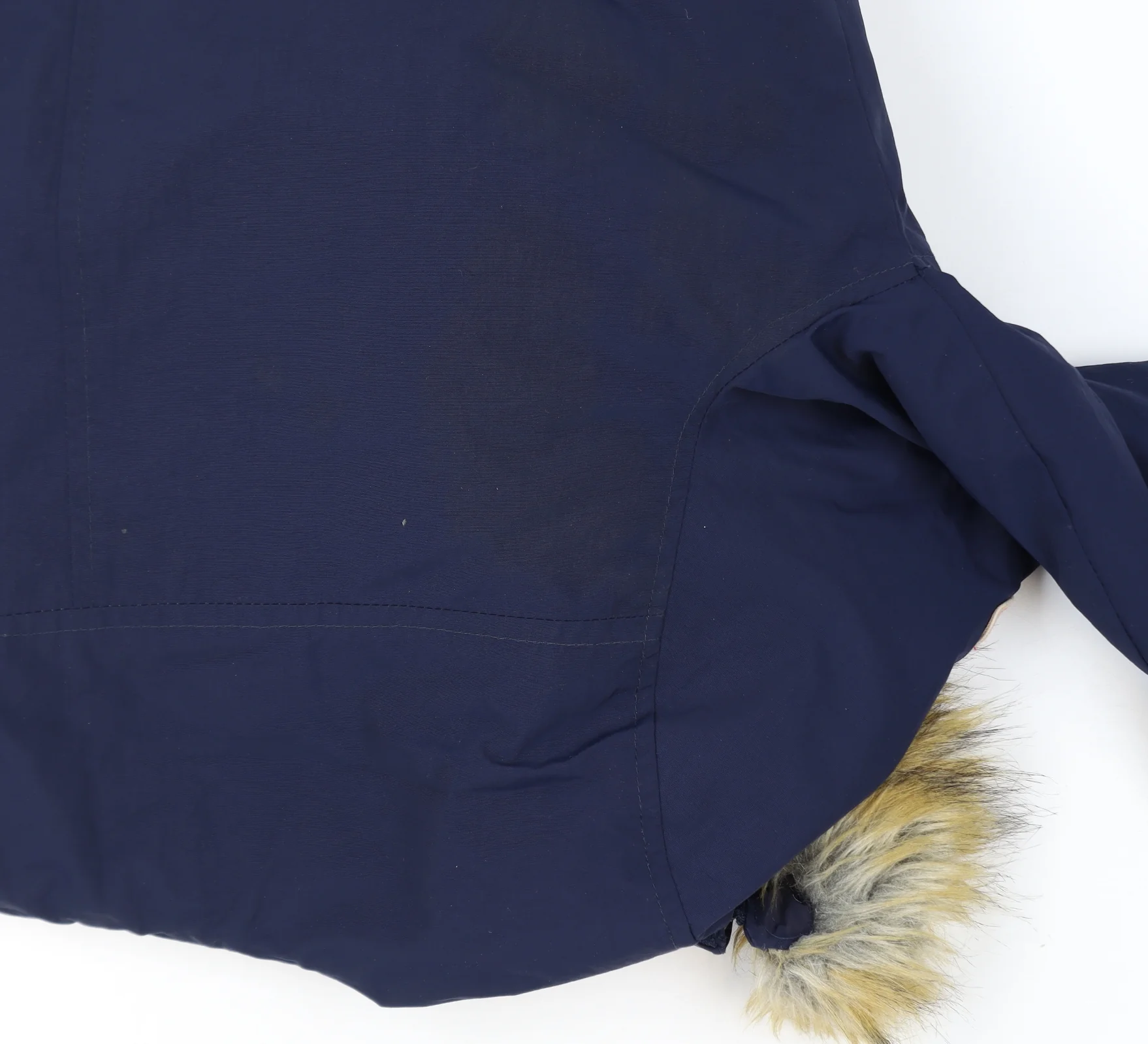 Puffa Women's Blue Faux Fur Hooded Parka Coat Size 12 - Image 4