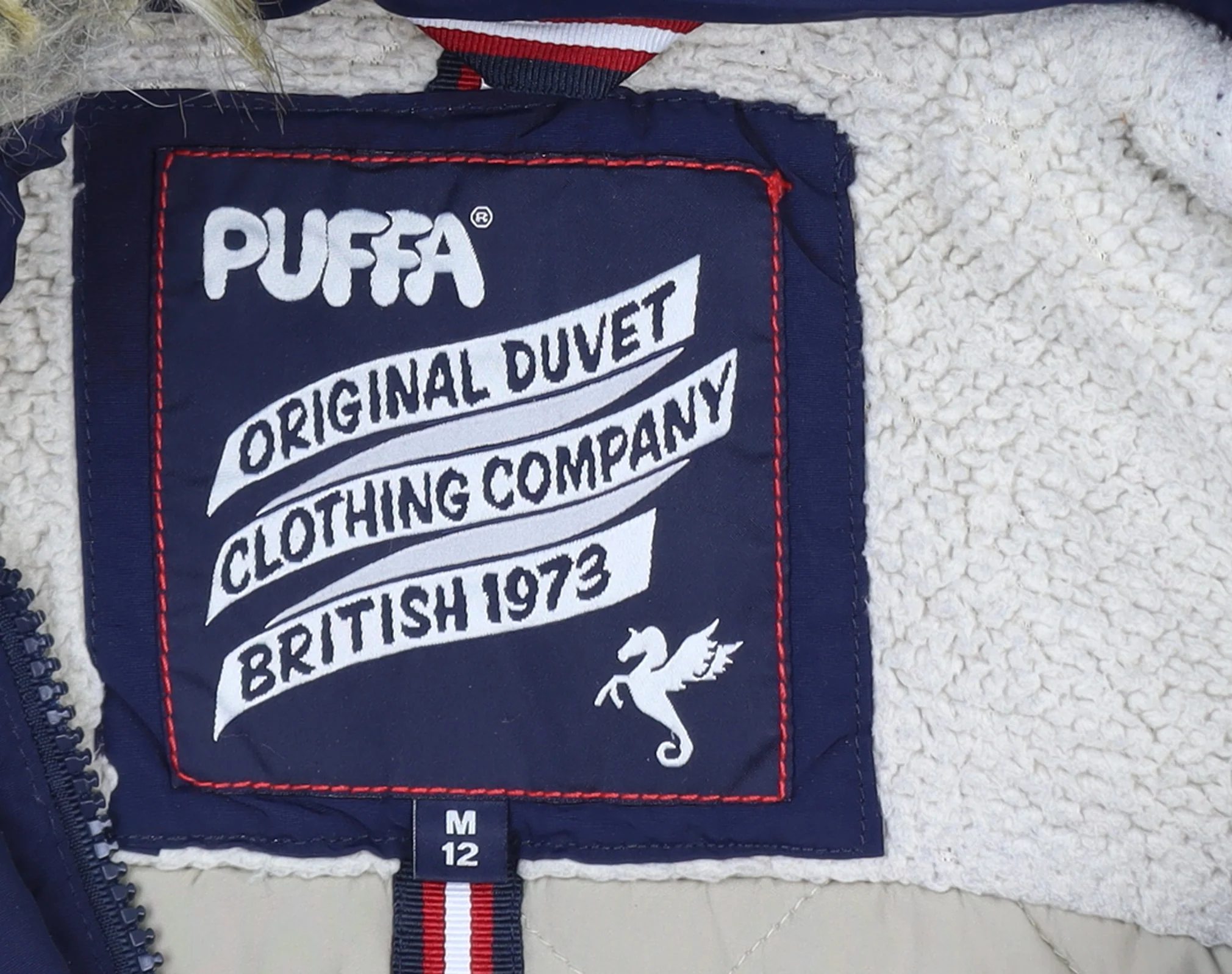 Puffa Women's Blue Faux Fur Hooded Parka Coat Size 12 - Image 5