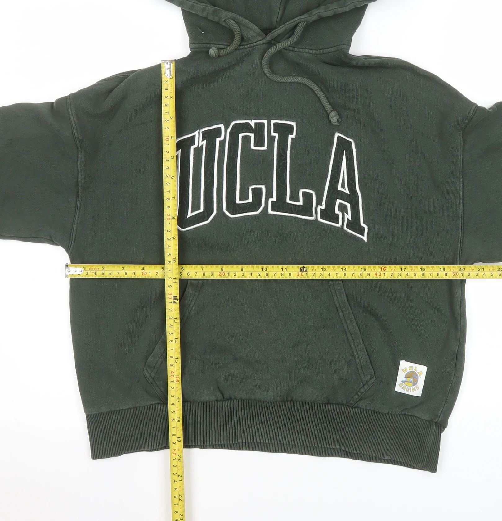 Pull&Bear Men's Green UCLA Pullover Hoodie XS Regular Fit - Image 2