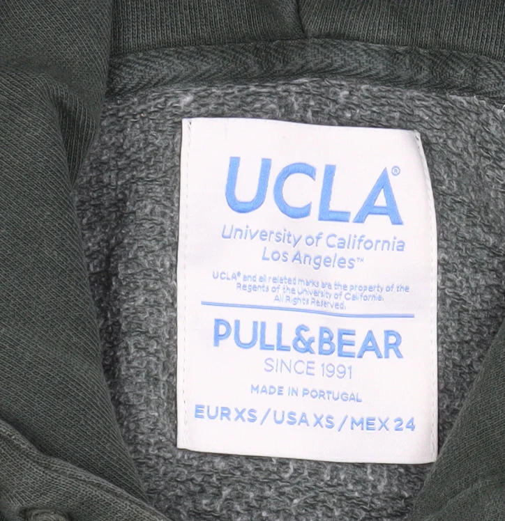 Pull&Bear Men's Green UCLA Pullover Hoodie XS Regular Fit - Image 4