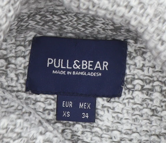 Pull & Bear Men's Grey Roll Neck Chunky Knit Jumper XS - Image 4