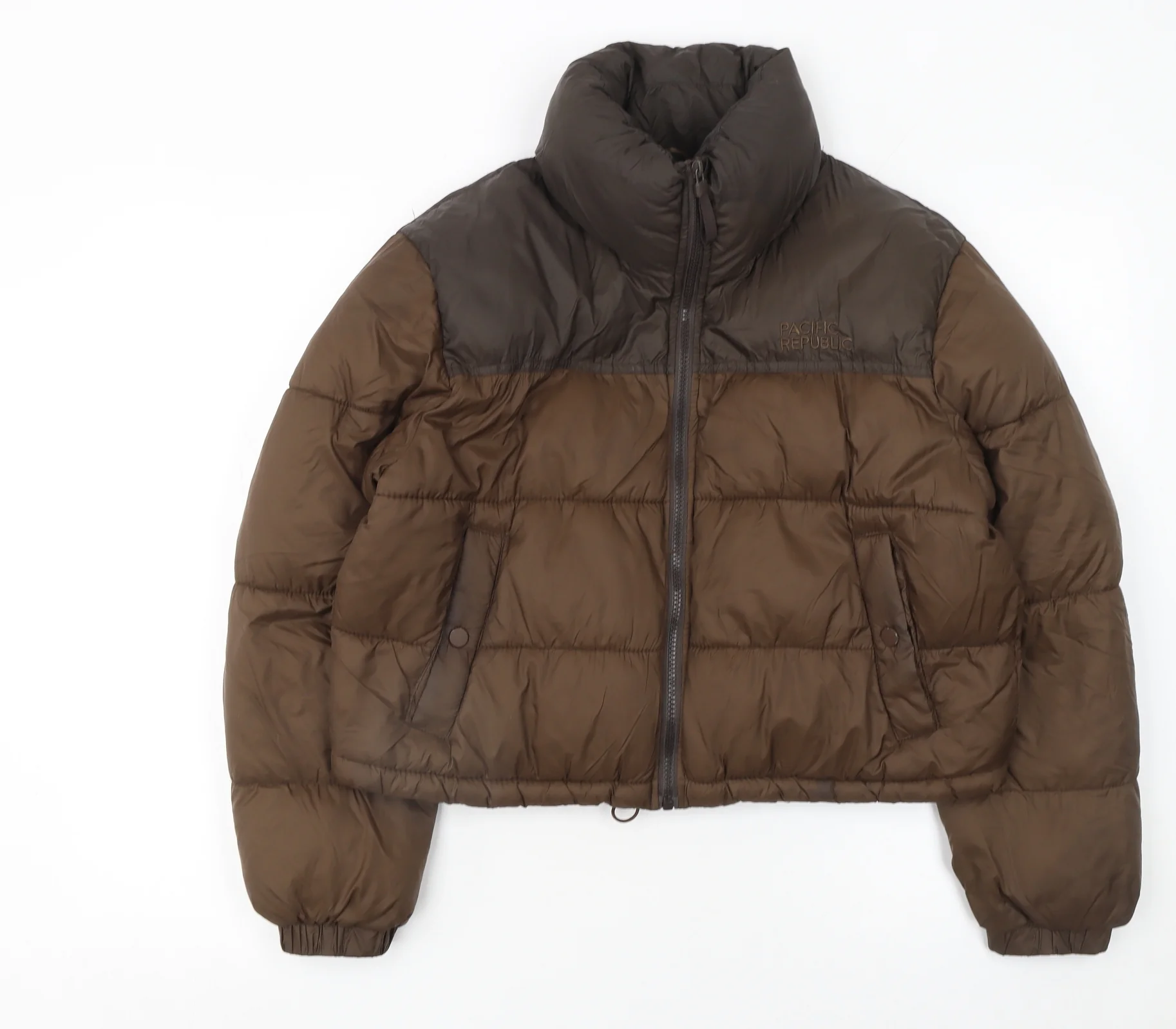 Pull&Bear Teens Brown Cropped Puffer Jacket Size 8