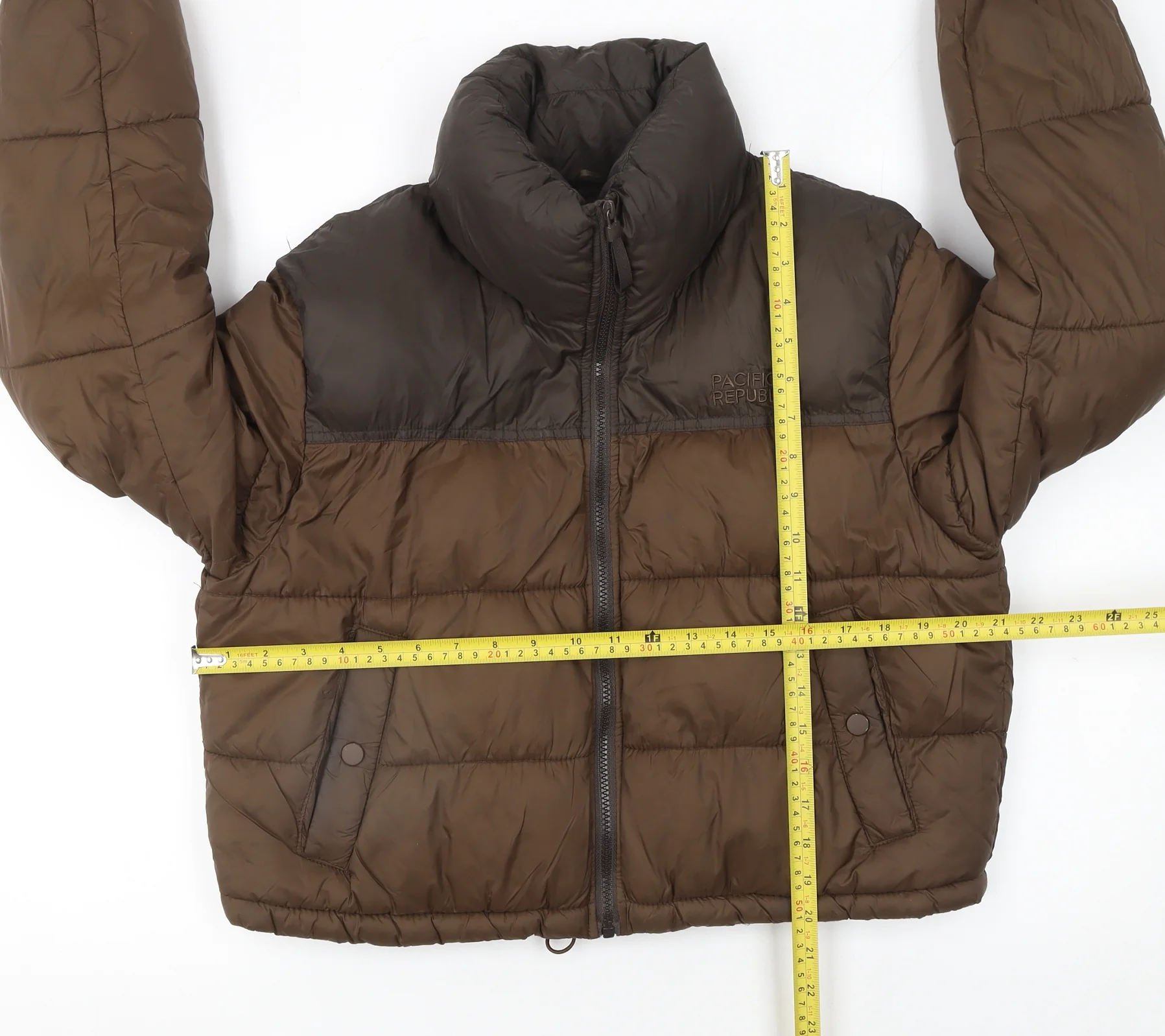 Pull&Bear Teens Brown Cropped Puffer Jacket Size 8 - Image 2