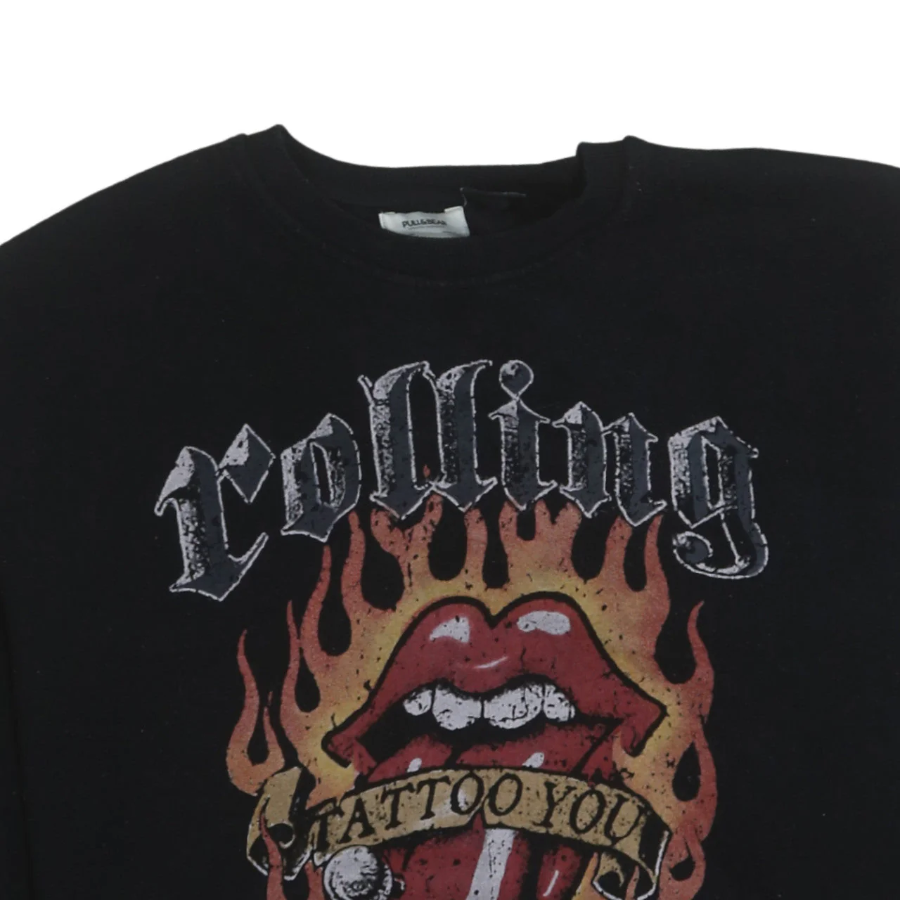 Pull & Bear Women Black Rolling Stones Graphic L Sweatshirt - Image 7