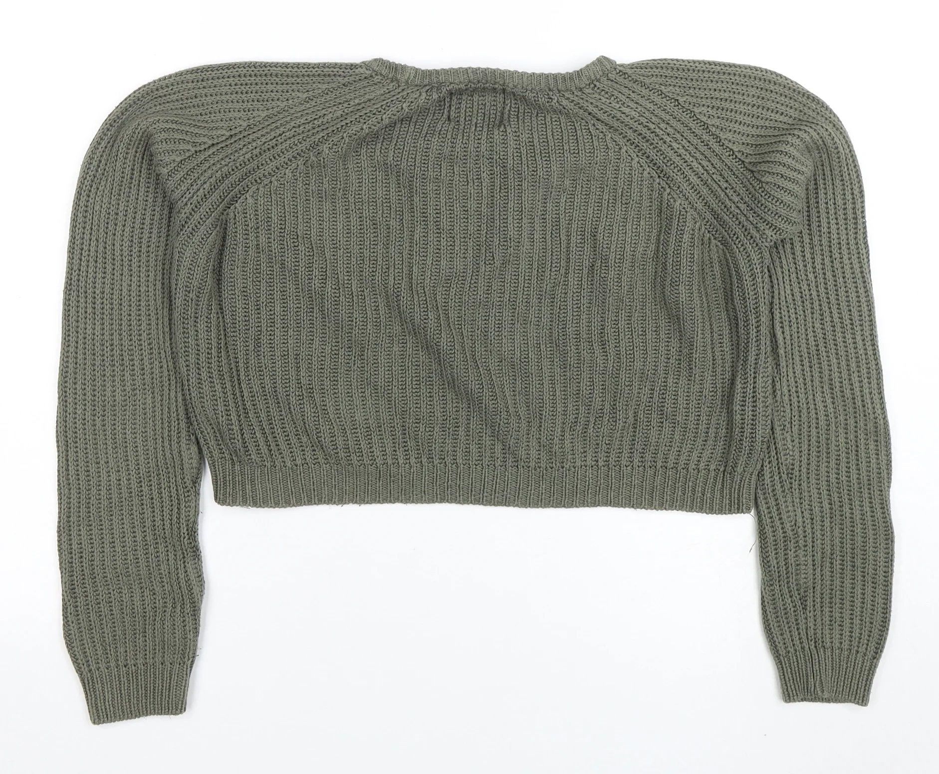 Pull&Bear Women Green Chunky-Knit Crew Neck Jumper Size S - Image 3