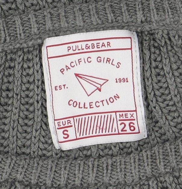 Pull&Bear Women Green Chunky-Knit Crew Neck Jumper Size S - Image 4