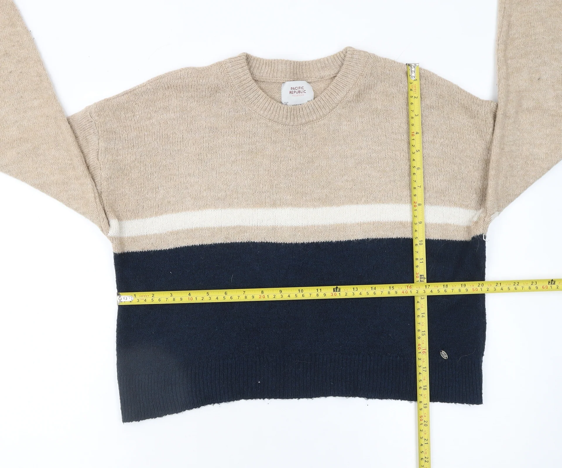 Pull&Bear Women’s Beige Wool Blend Crew Neck Jumper Size 8 - Image 2