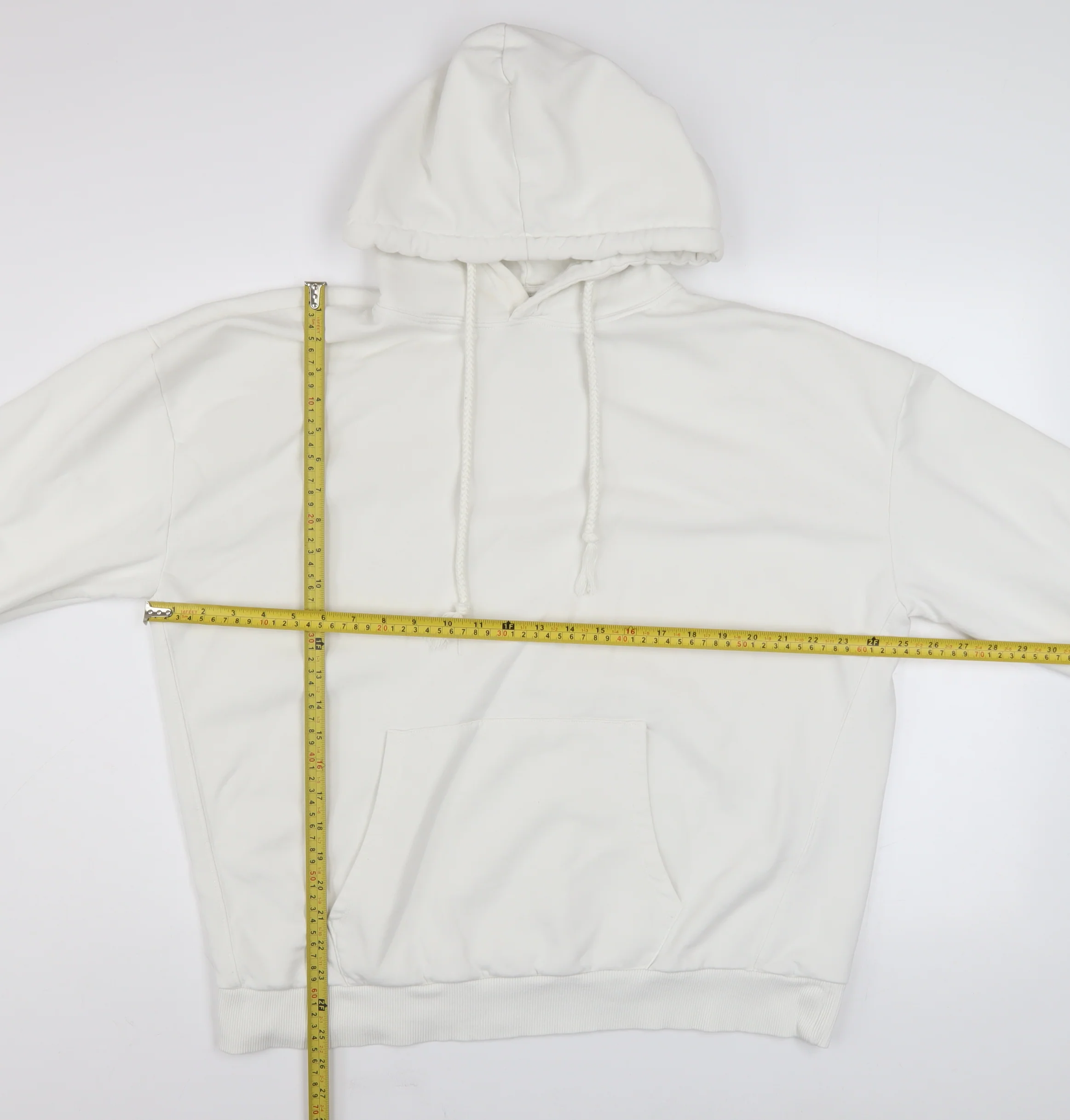 Pull & Bear Women White Cotton Pullover Hoodie Size L Casual - Image 2