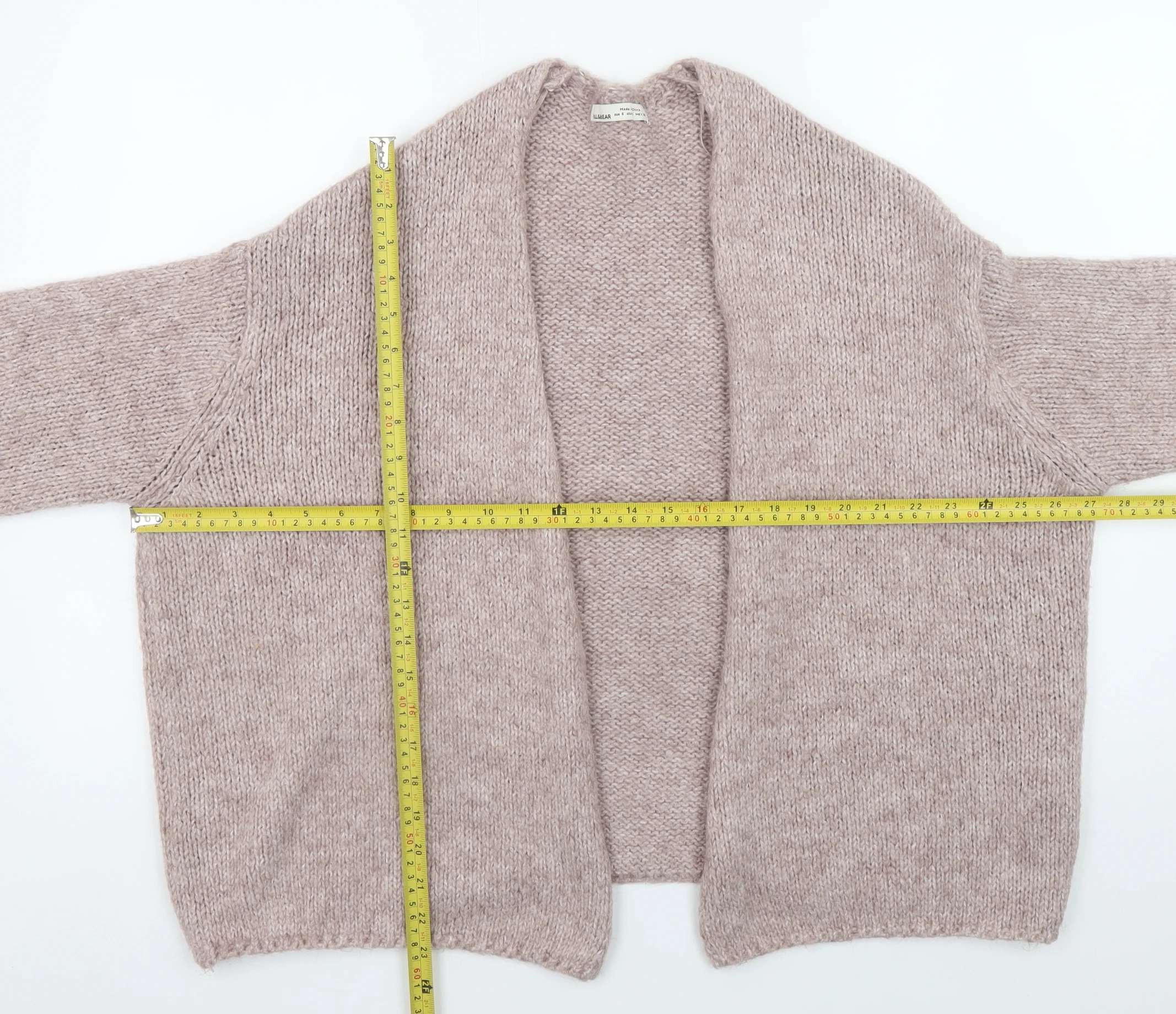 Pull&Bear Women's Beige Chunky-Knit Open Cardigan Size S - Image 2