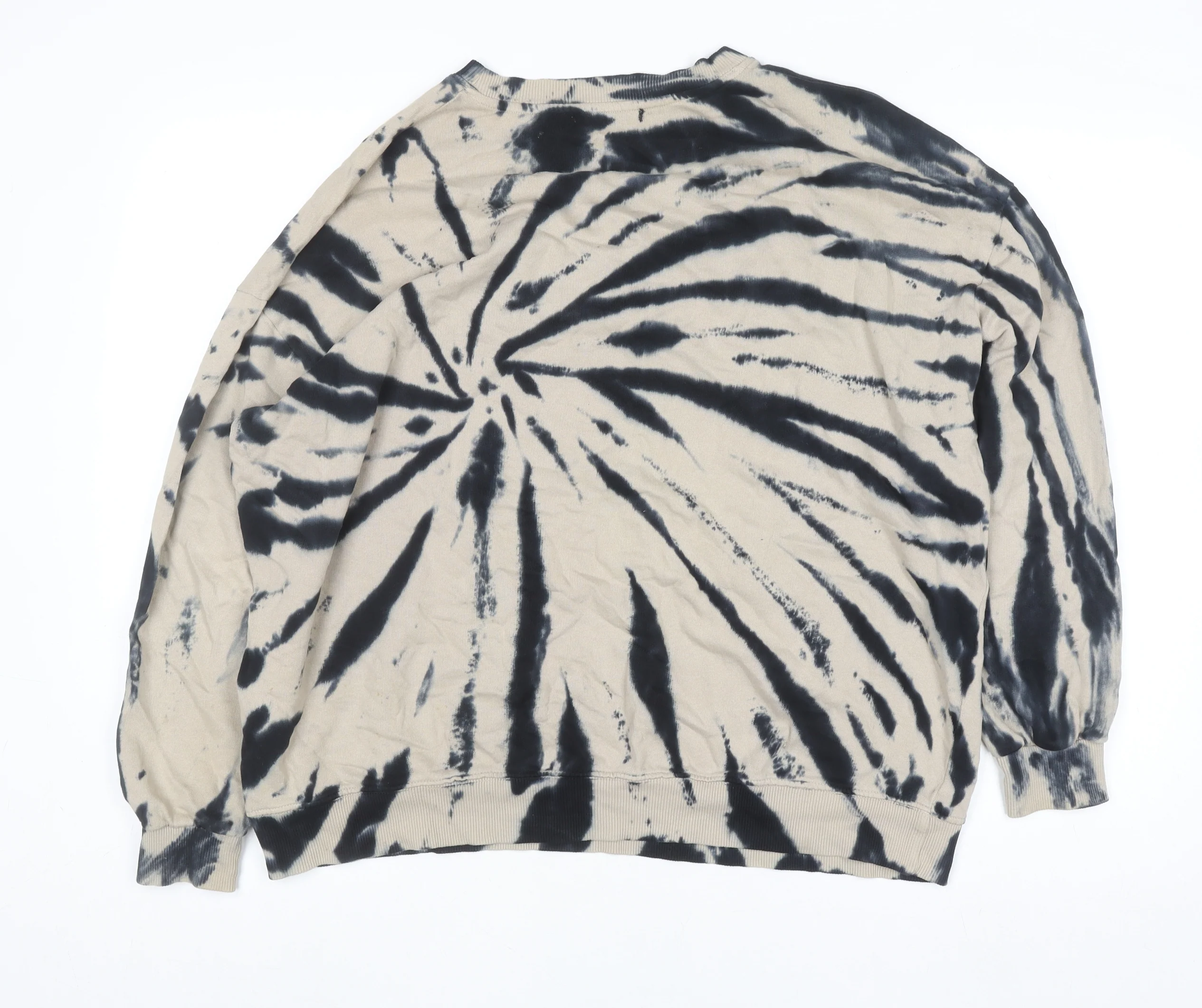 Pull & Bear Womens Beige Tie-Dye Crew Neck Cotton Pullover Jumper Size 12 - Image 3