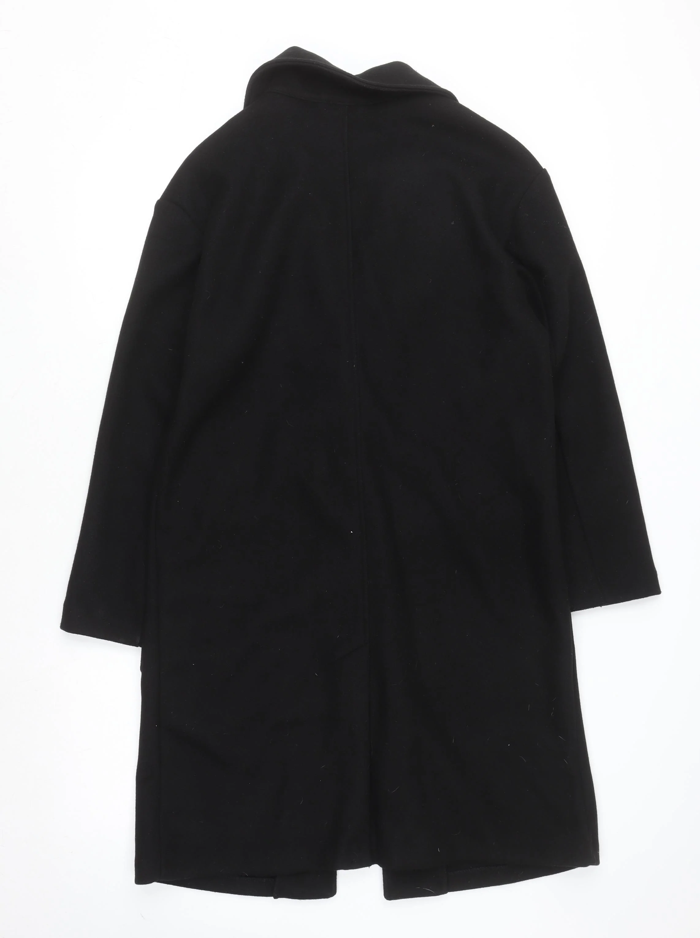 Pull&Bear Womens Black Long Overcoat S Classic Buttoned Style - Image 3