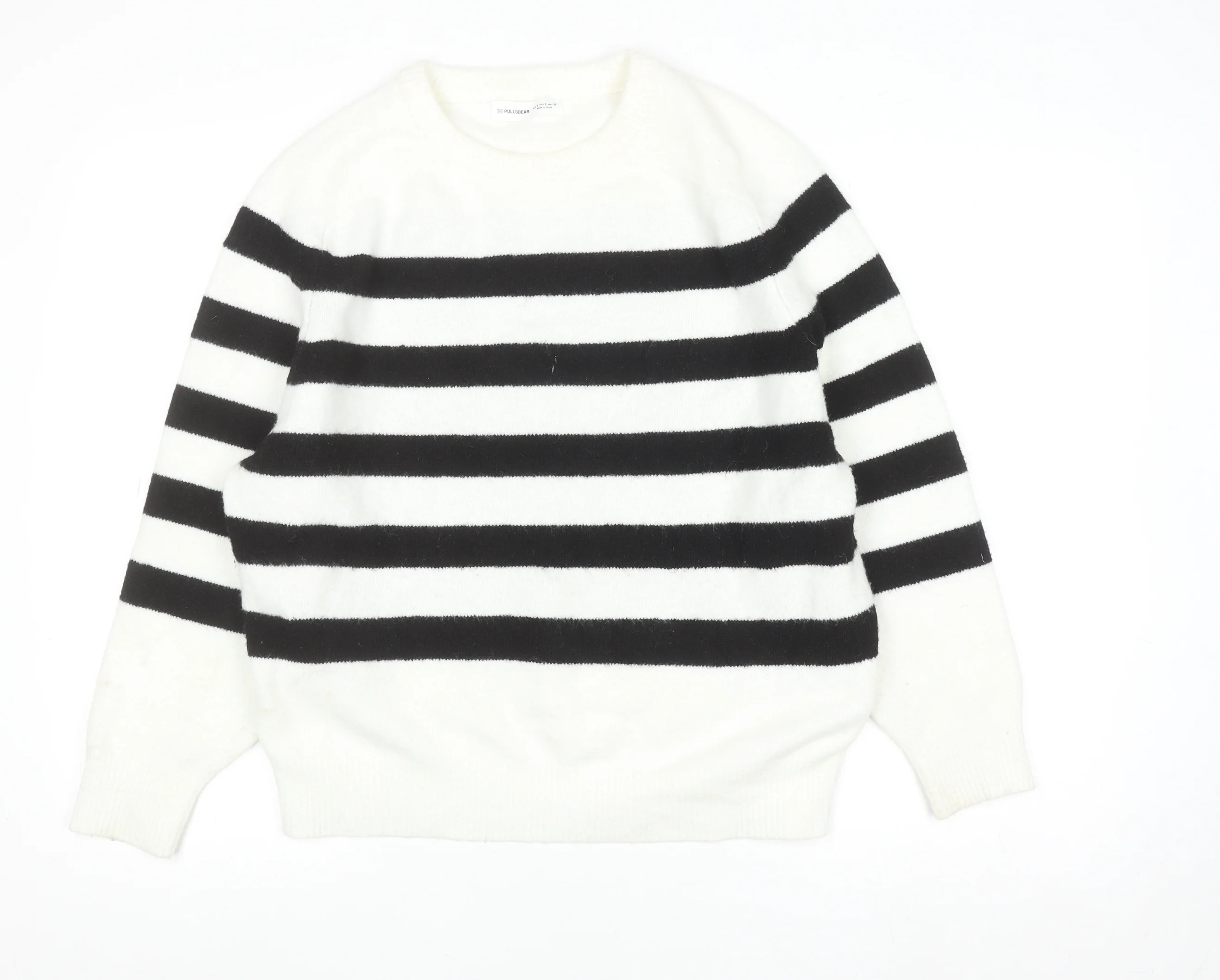 Pull&Bear Women's Black White Striped Knit Jumper Size 8