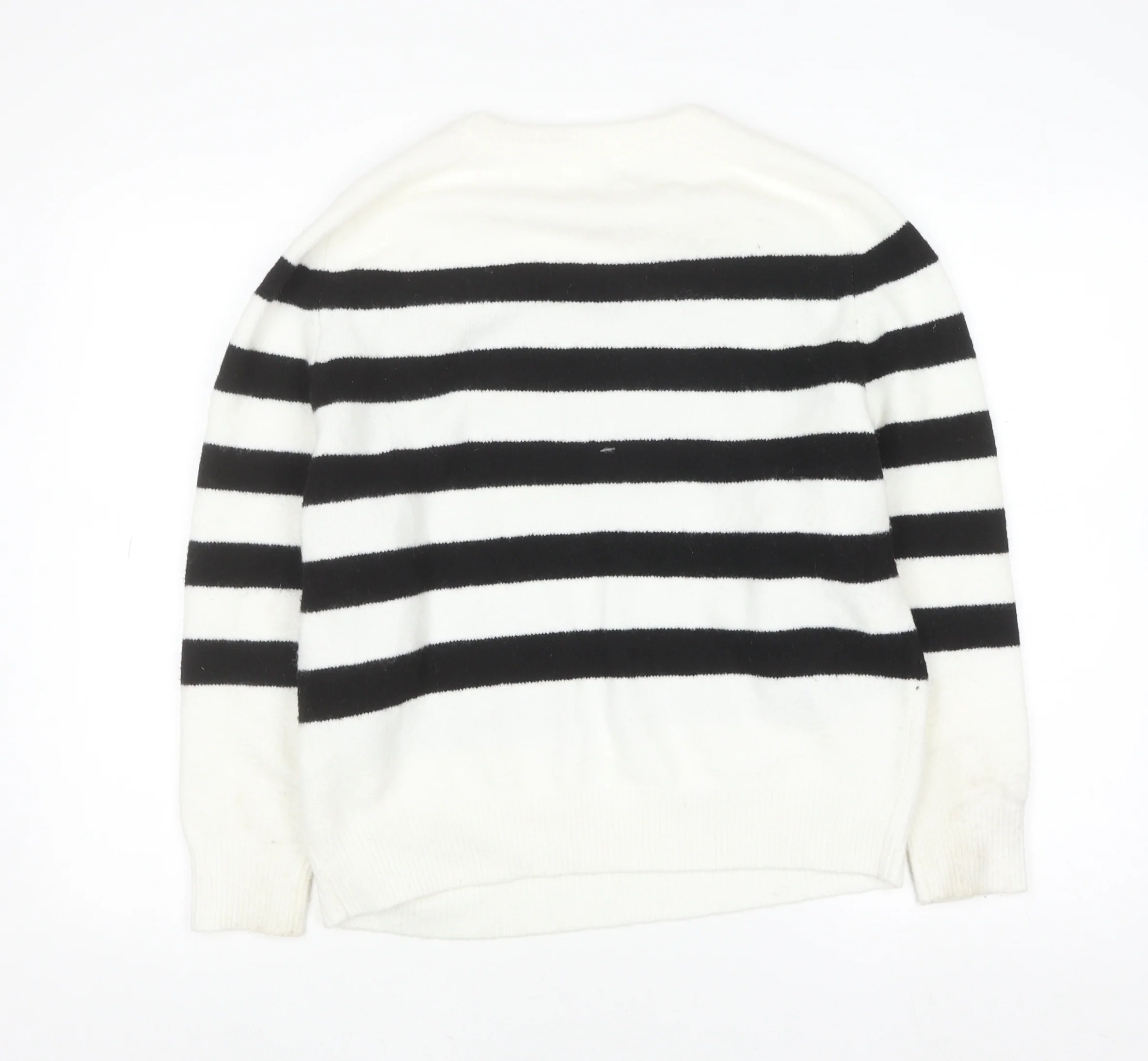 Pull&Bear Women's Black White Striped Knit Jumper Size 8 - Image 3