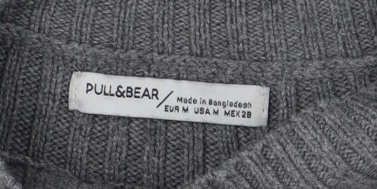 Pull&Bear Womens Grey Mock Neck Rib Knit Jumper Size 10 - Image 4
