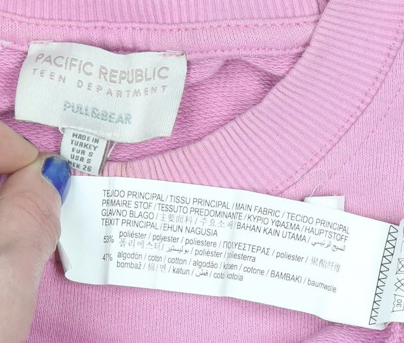 Pull & Bear Women's Pink Toronto Graphic Pullover Sweatshirt Size S - Image 4
