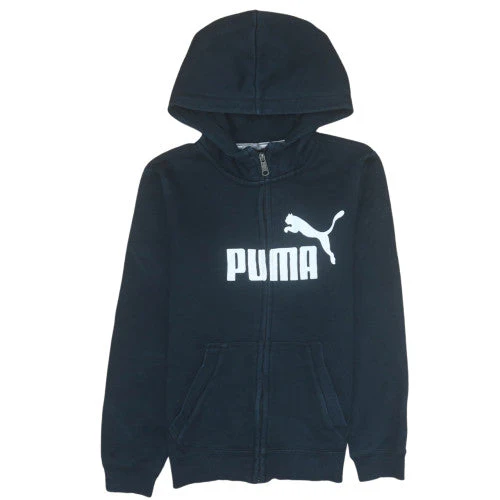 Puma Boys Black Full Zip Hoodie 12 Years Hooded Sweatshirt