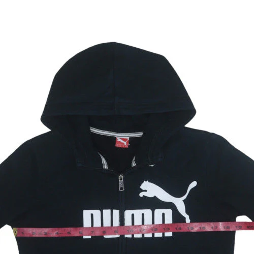 Puma Boys Black Full Zip Hoodie Size 164 XL Cotton Blend Casual - Image 2