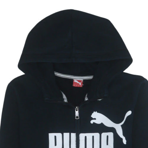 Puma Boys Black Full Zip Hoodie Size 164 XL Cotton Blend Casual - Image 8