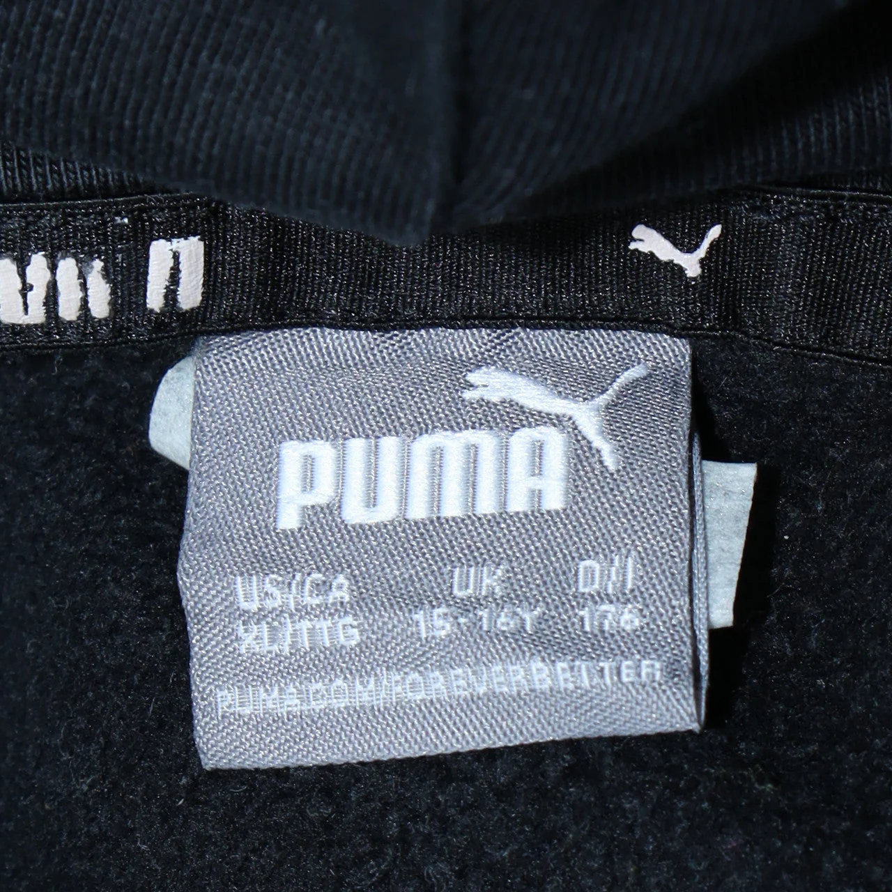 Puma Boys Black Pullover Hoodie 15-16 Years Fleece Logo Sweatshirt - Image 6