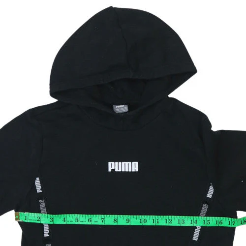 Puma Boys Black Pullover Hoodie 15-16 Years Logo Fleece Casual Sweatshirt - Image 2