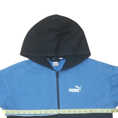 Puma Boys Blue & Black Full Zip Hoodie - Size 13-14 Years - Logo Design - Image 2