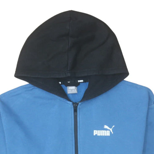 Puma Boys Blue & Black Full Zip Hoodie - Size 13-14 Years - Logo Design - Image 7