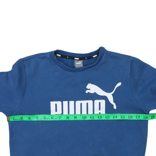 Puma Boys Blue Crew Neck Pullover Sweatshirt 13-14 Years Fleece Logo - Image 2