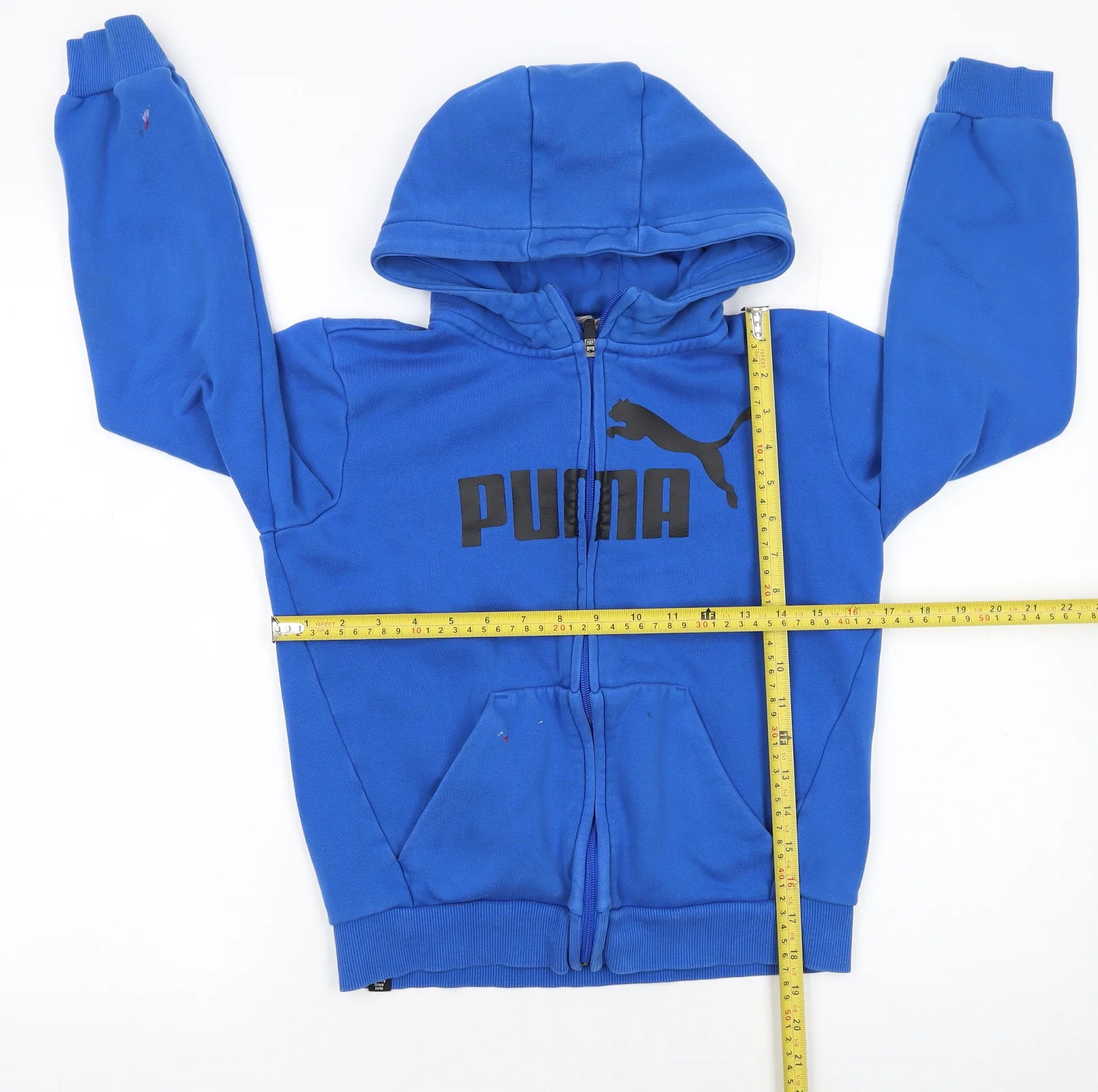 Puma Boys Blue Full Zip Hoodie 6-7 Years Fleece Lined Hooded Sweatshirt - Image 2