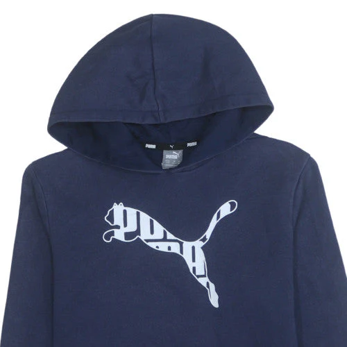 Puma Boys Blue Pullover Hoodie 13-14 Years Cotton Blend Fleece Sweatshirt - Image 6