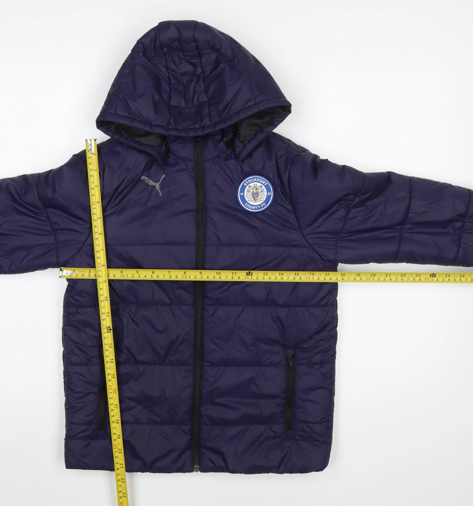Puma Boys Blue Stockport County FC Hooded Puffer Jacket 11-12 Years - Image 2