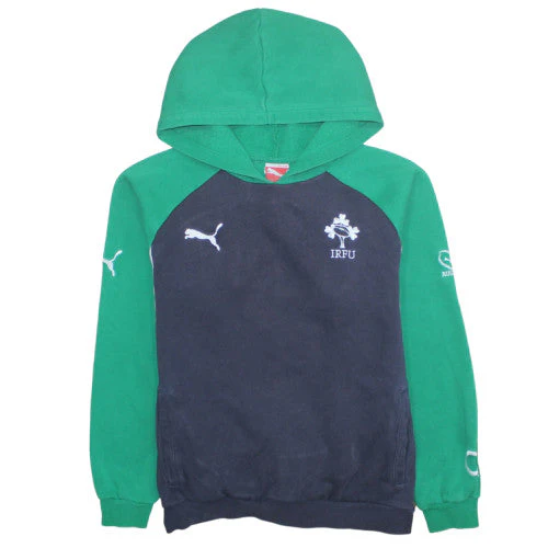 Puma Boys Green & Navy IRFU Hoodie Sweatshirt Size 14 (164) Cotton Blend