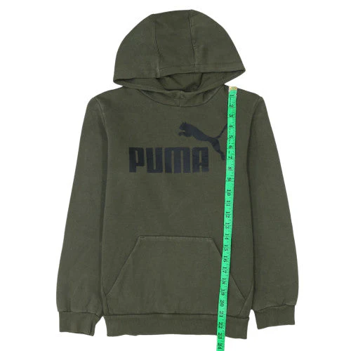 Puma Boys Green Pullover Hoodie 13-14 Years Hooded Fleece Sweatshirt - Image 2