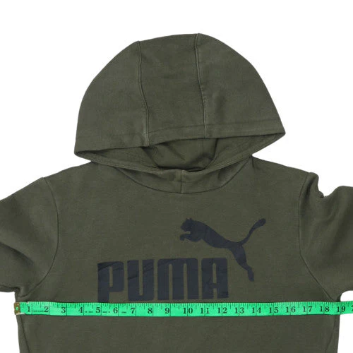Puma Boys Green Pullover Hoodie 13-14 Years Hooded Fleece Sweatshirt - Image 3