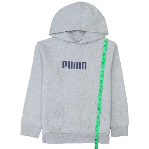 Puma Boys Grey Pullover Hoodie Size 14-16 Years Logo Fleece Sweatshirt - Image 3