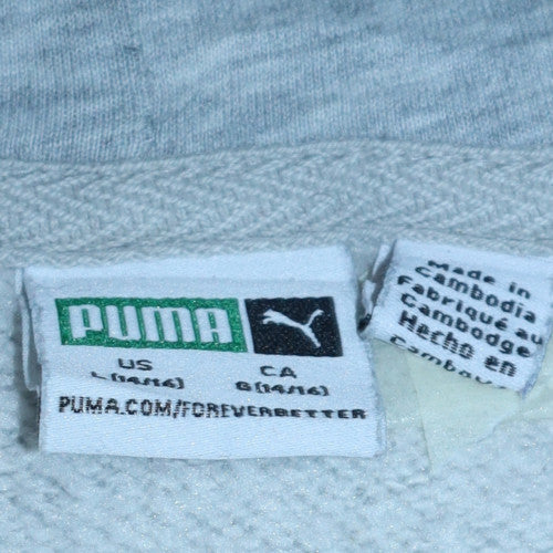 Puma Boys Grey Pullover Hoodie Size 14-16 Years Logo Fleece Sweatshirt - Image 5