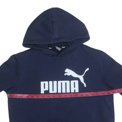 Puma Boys Navy Blue Pullover Hoodie 15-16 Years Regular Fit Cotton Blend - Image 2
