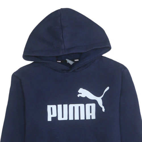 Puma Boys Navy Blue Pullover Hoodie 15-16 Years Regular Fit Cotton Blend - Image 7