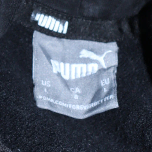 Puma Men Black Pullover Hoodie L Fleece Sports Logo - Image 5