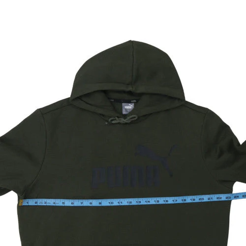 Puma Men Green Pullover Hoodie L Hooded Fleece Sweatshirt - Image 3